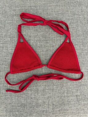 SHEIN Red Triangle Bikini Top with Tie Halter